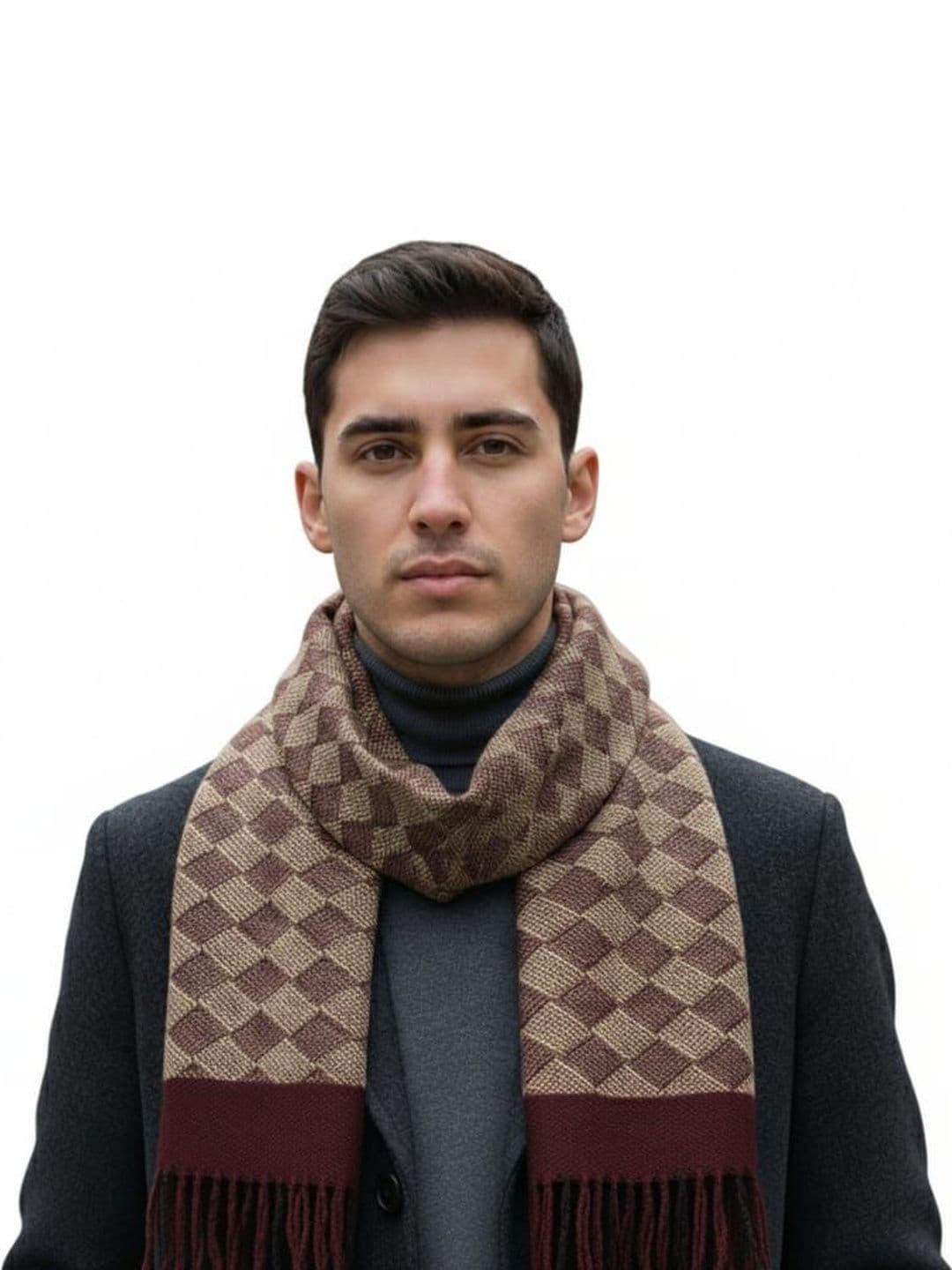 YAQR Men Checked Merino Wool Mufflers - view 1