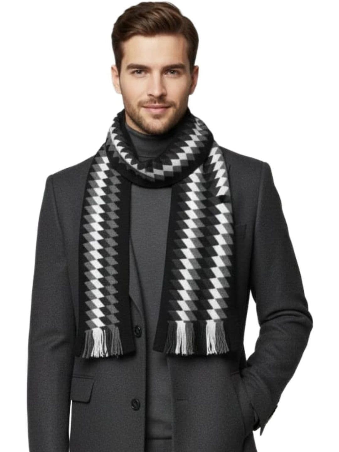 YAQR Men Checked Merino Wool Mufflers - view 1