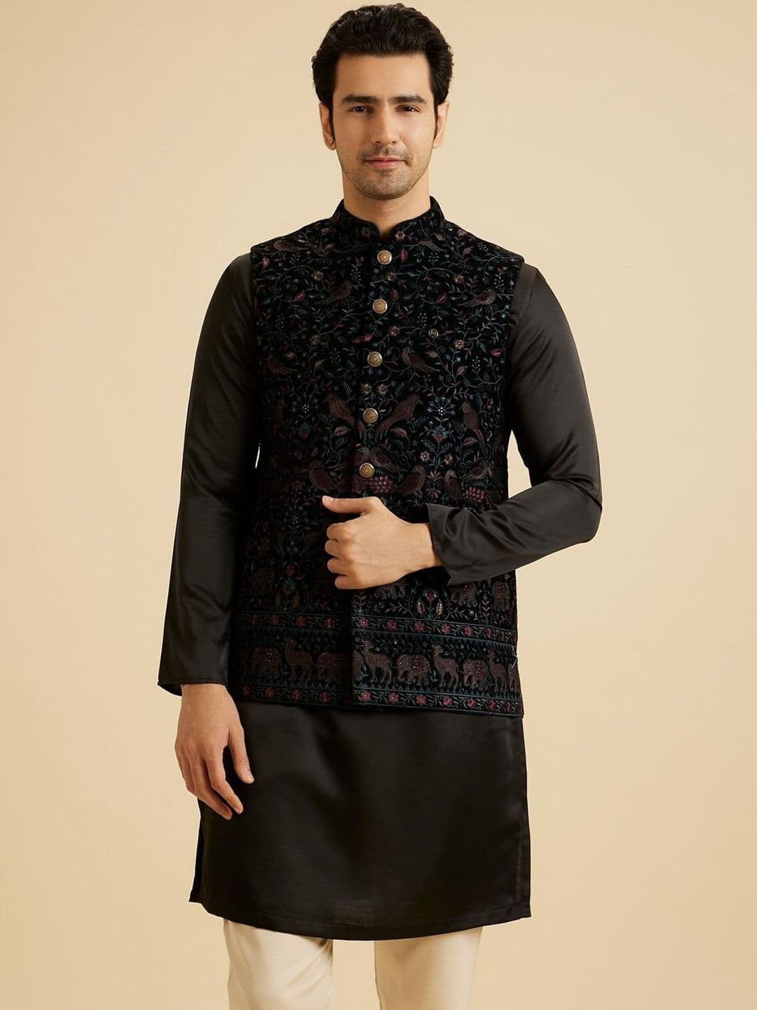 Manyavar Mandarin Collar Nehru Jackets - view 1