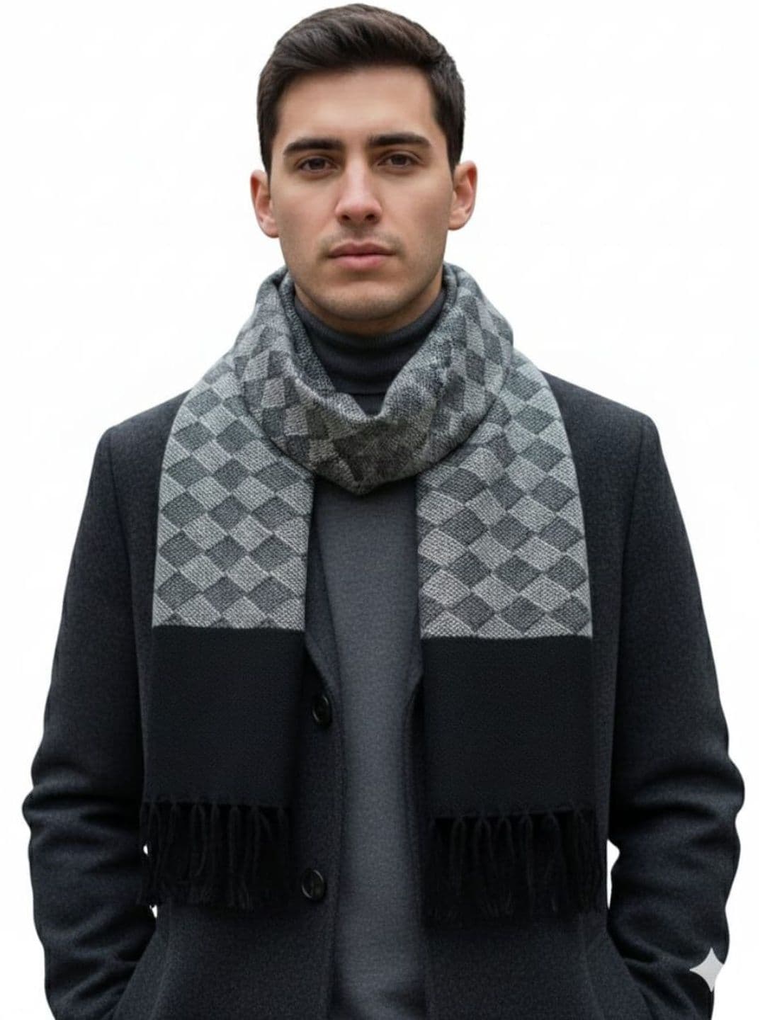 YAQR Men Checked Merino Wool Mufflers - view 1