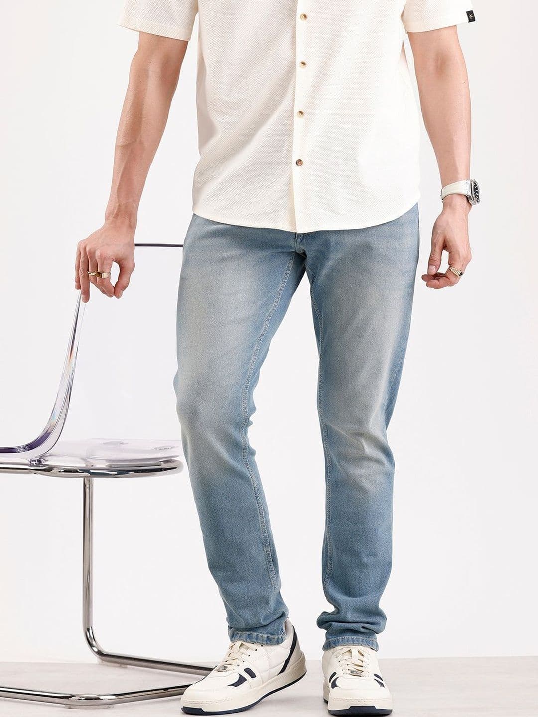 WROGN Men Urban Slim Slim Fit Mid-Rise Light Fade Jeans - view 1