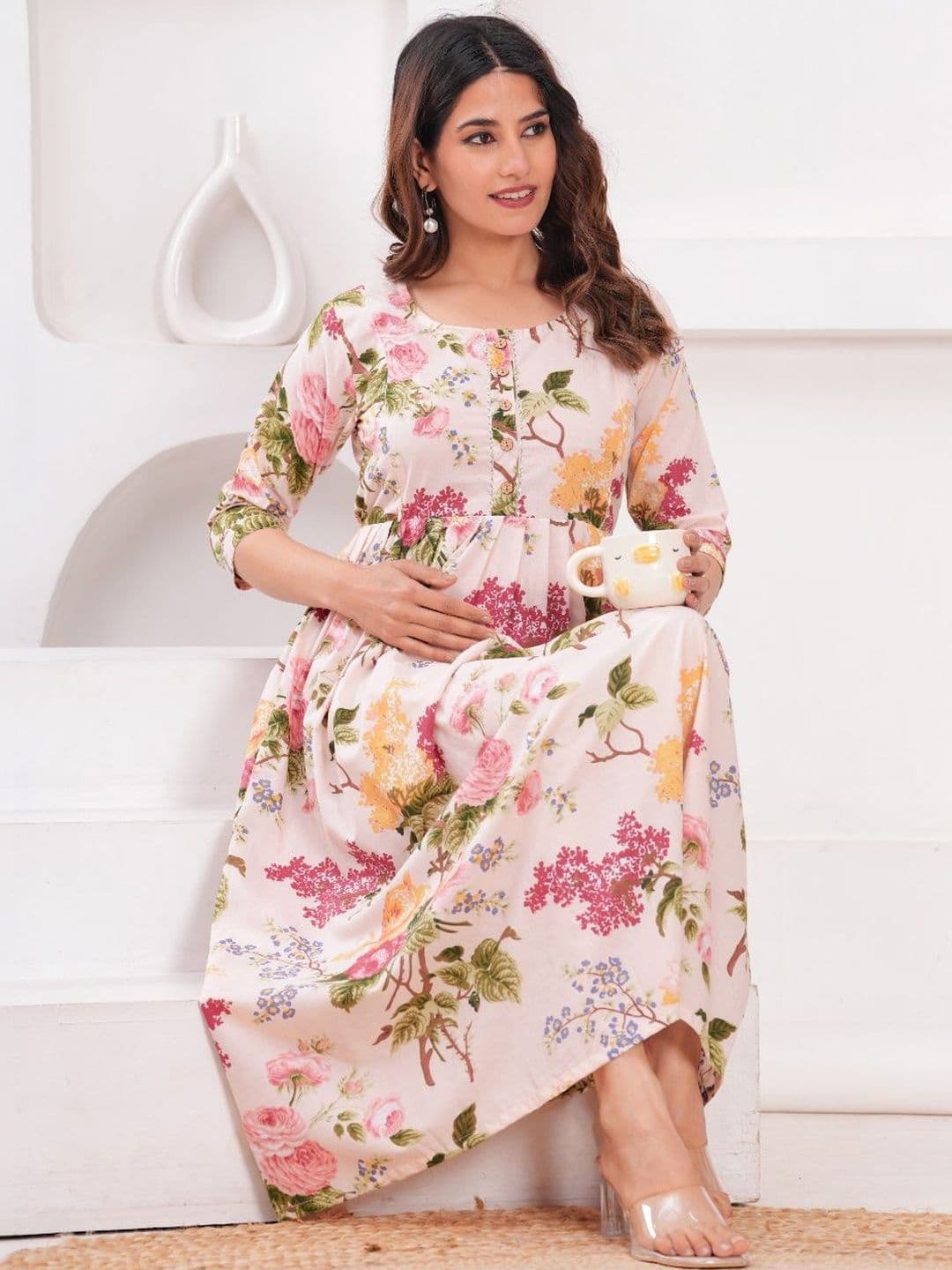 FEMARY Women Floral Printed Floral Anarkali Kurta - view 1