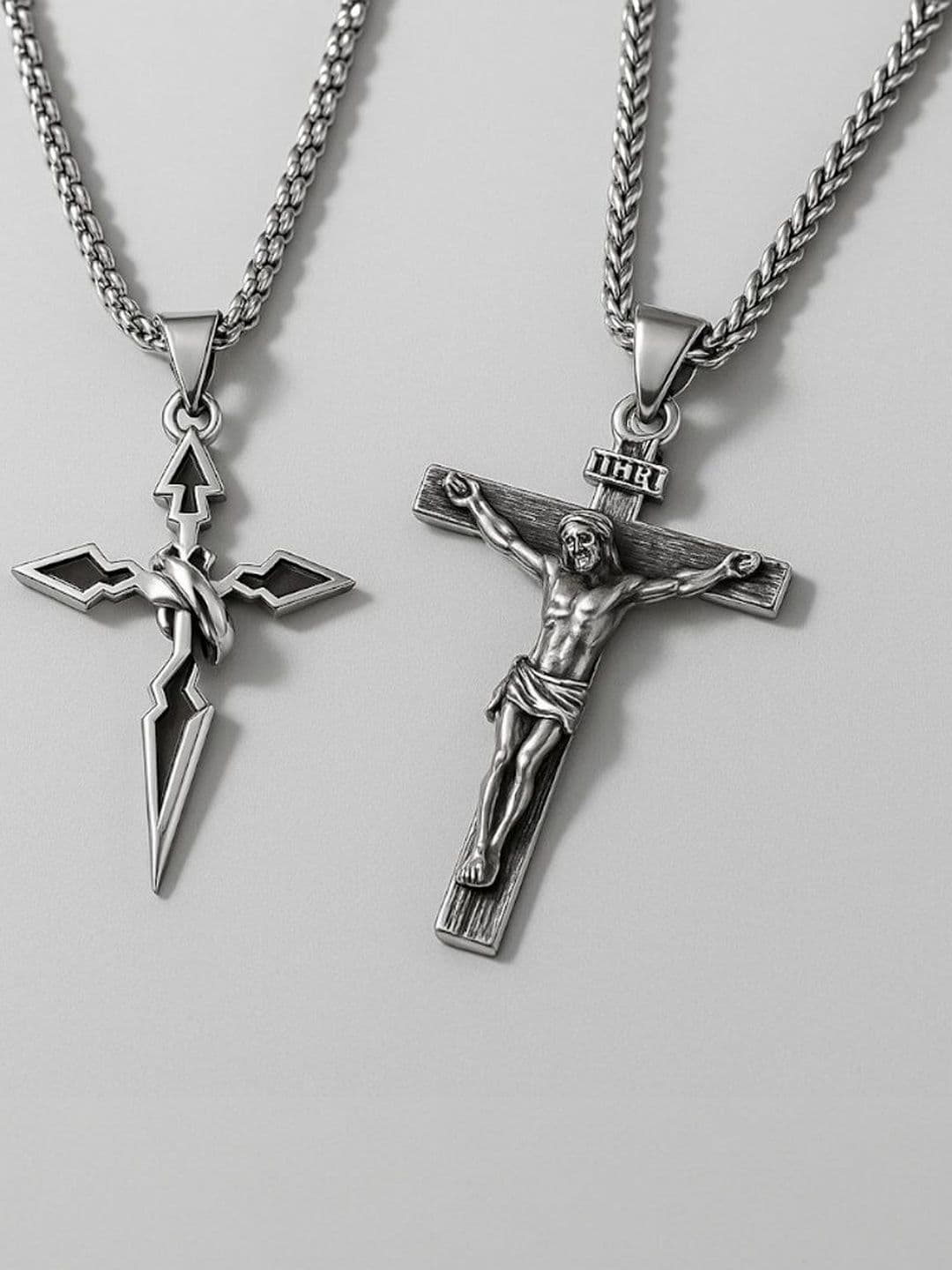 kazare Rhodium-Plated Geometric Pendants with Chains - view 1