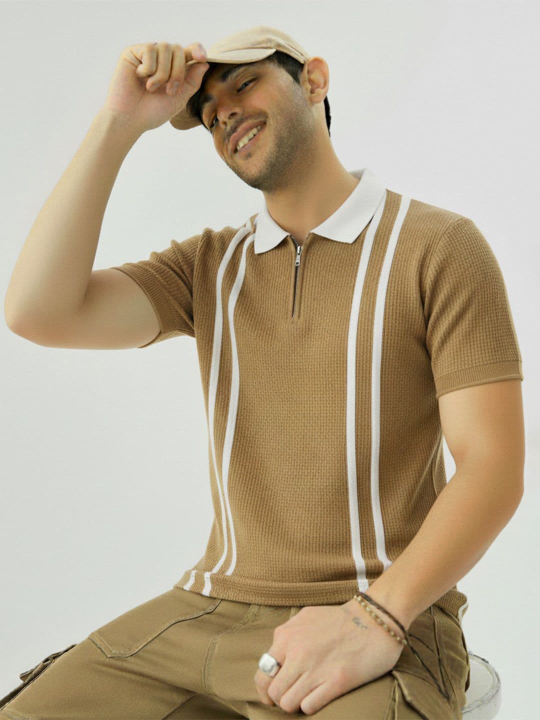 Mobox Men Striped Polo Collar T-shirt - view 1