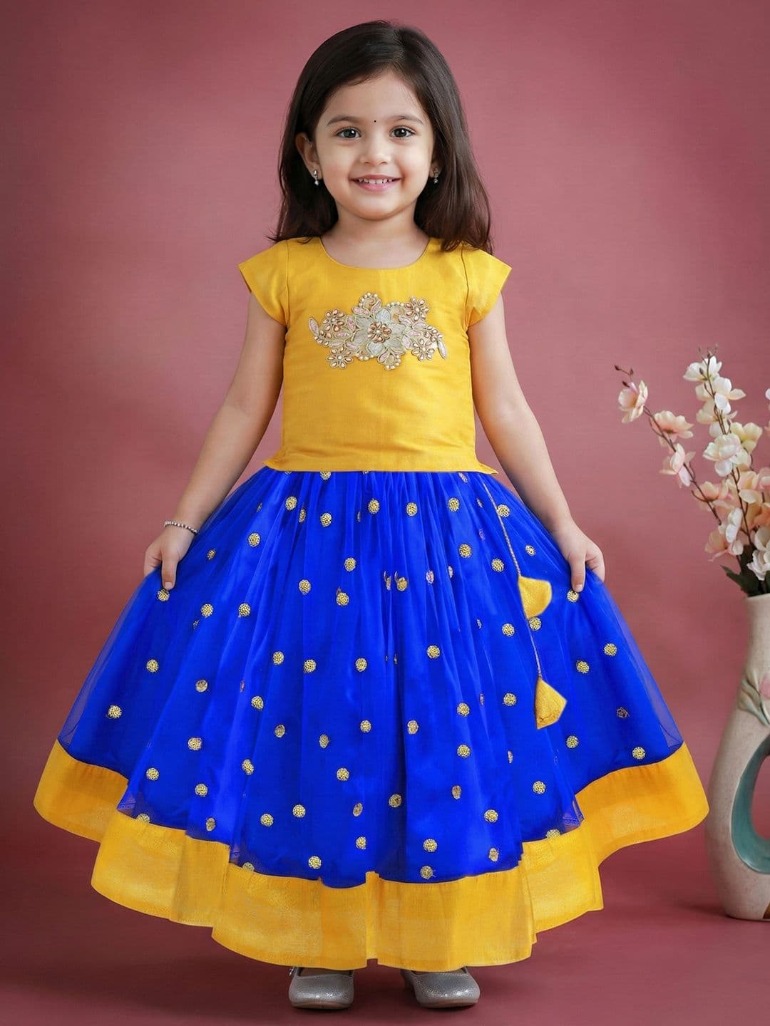 STANWELLS KIDS Girls Embroidered Beads and Stones Ready to Wear Lehenga & Choli - view 1