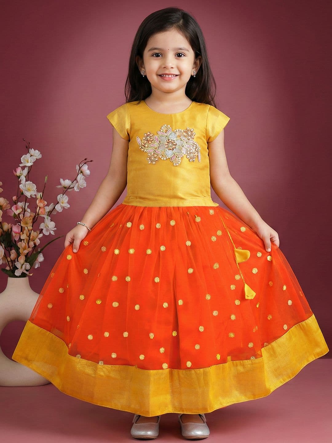 STANWELLS KIDS Girls Embroidered Beads and Stones Ready to Wear Lehenga & Choli - view 1