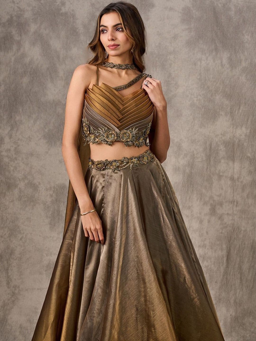 Twamev Embroidered Thread Work Ready to Wear Lehenga & Blouse With Dupatta - view 1