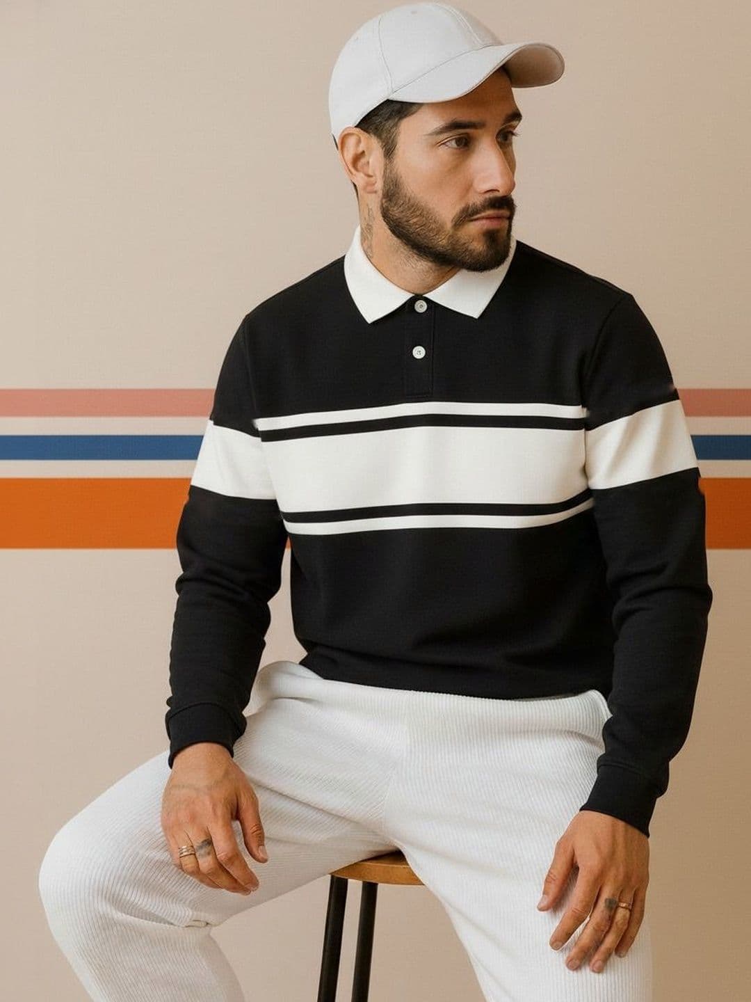 Mobox Men Striped Polo Collar T-shirt - view 1