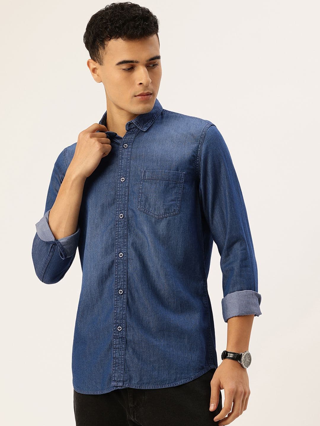 Integriti Pure Cotton Chambray Slim Fit Casual Shirt - view 1