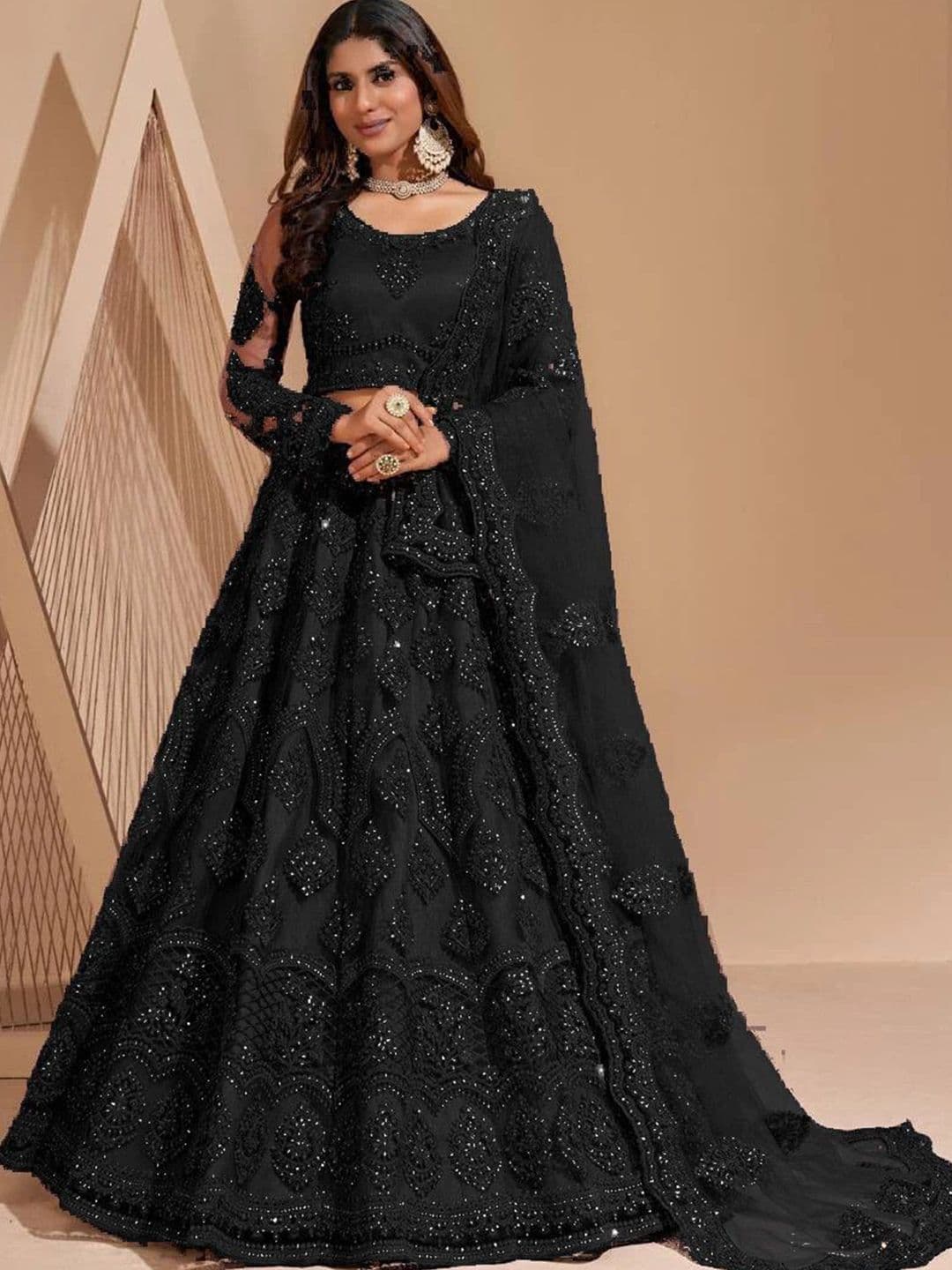 REELOVE FACTORY Embellished Sequinned Semi-Stitched Lehenga & Unstitched Blouse With Dupatta - view 1
