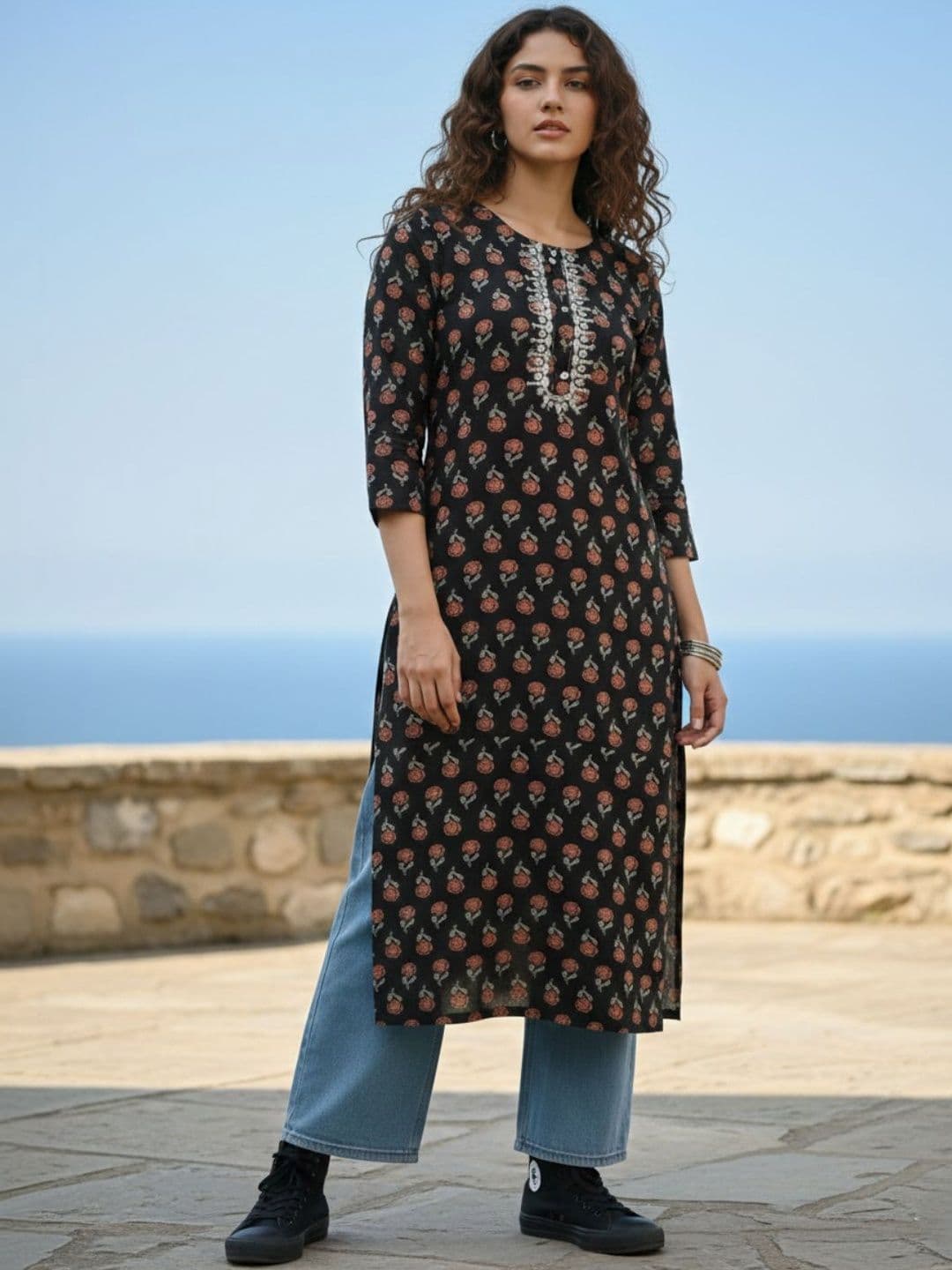 AADVIKA Women Ethnic Motifs Embellished Gotta Patti Kurta - view 1