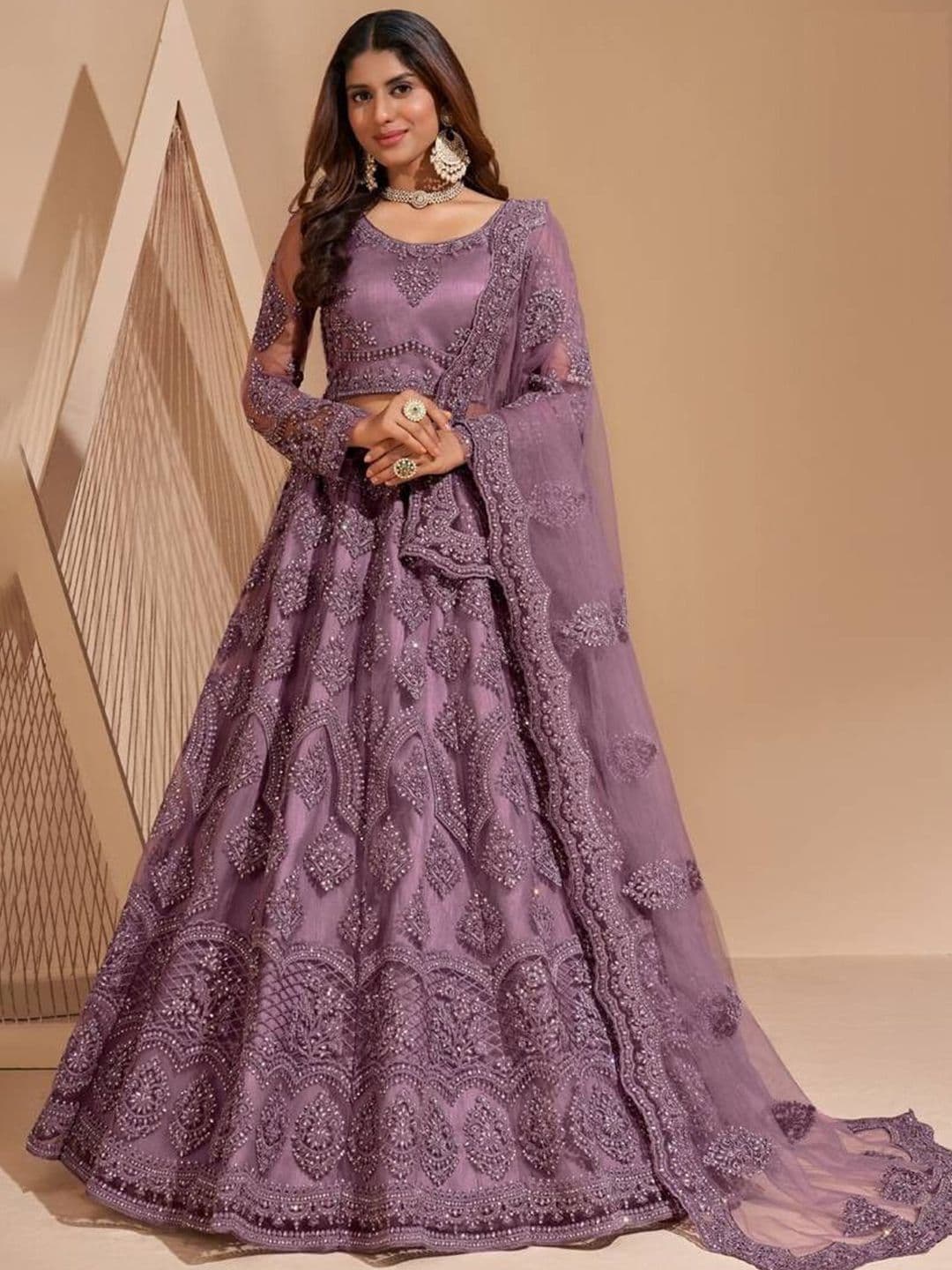 REELOVE FACTORY Embellished Sequinned Semi-Stitched Lehenga & Unstitched Blouse With Dupatta - view 1