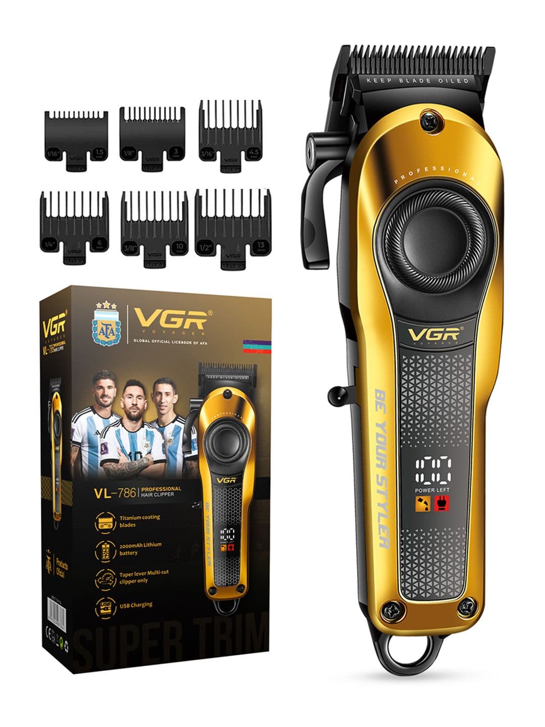 VGR VL-786 Barbers Choice Salon Hair Clipper with 200 Min Runtime & 6 Length Settings