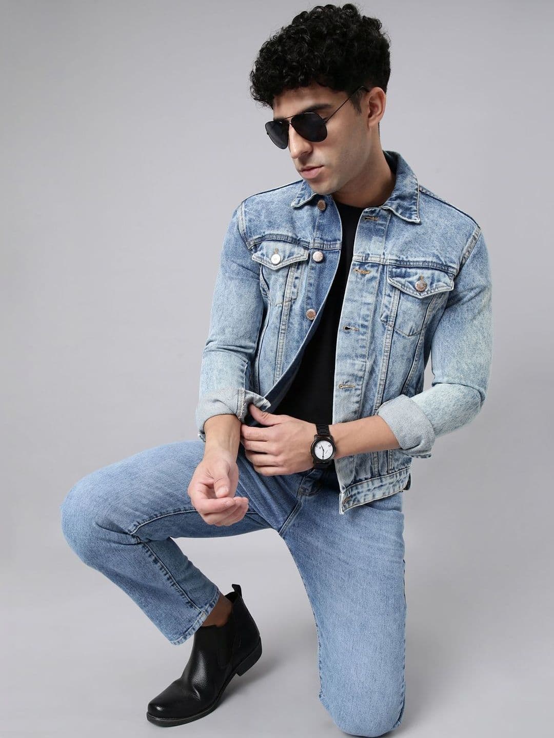 CINOCCI Men Washed Denim Jacket - view 1