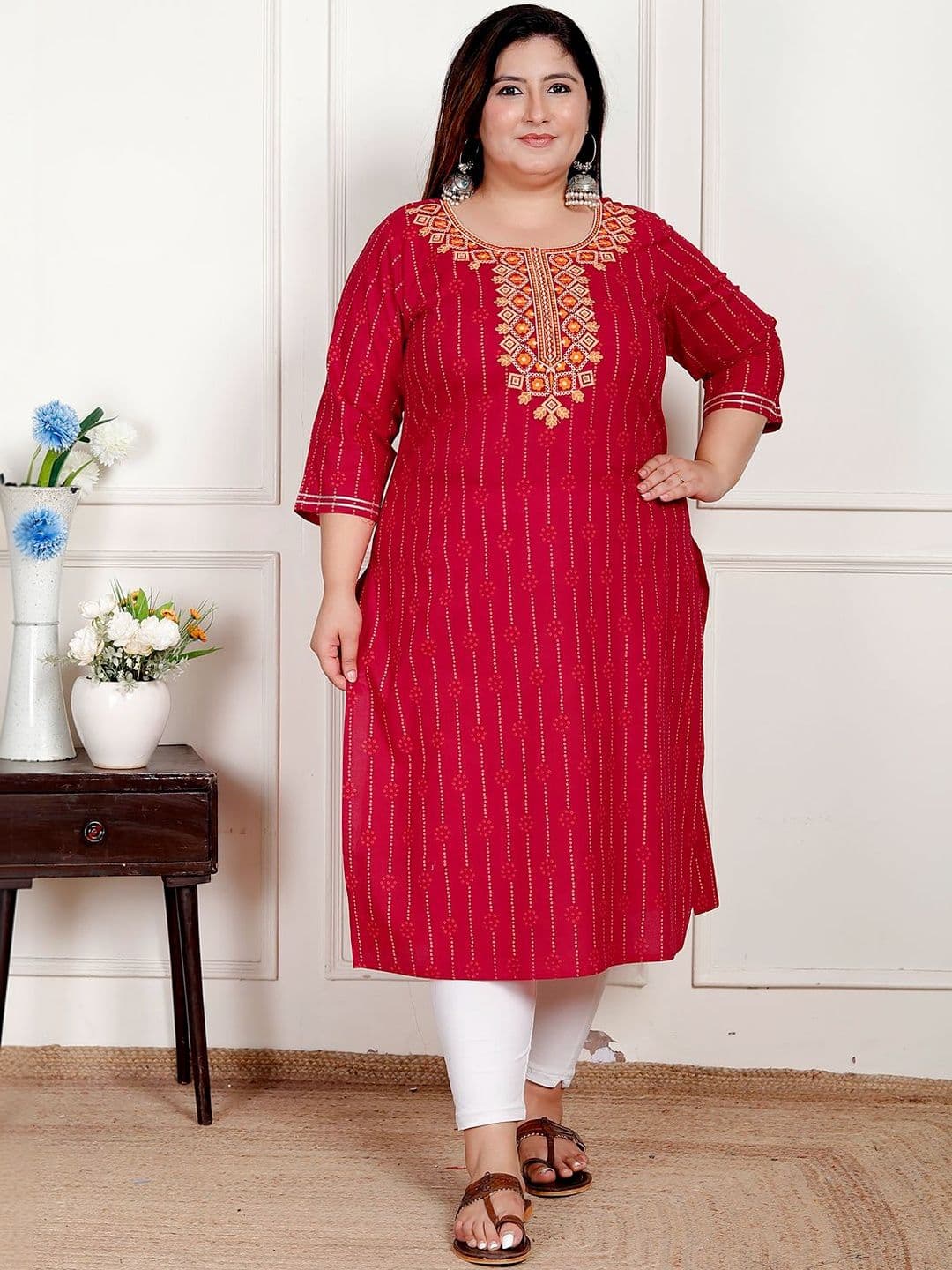 AKRITIK Women Bandhani Embroidered Sequinned Block Print Kurta - view 1