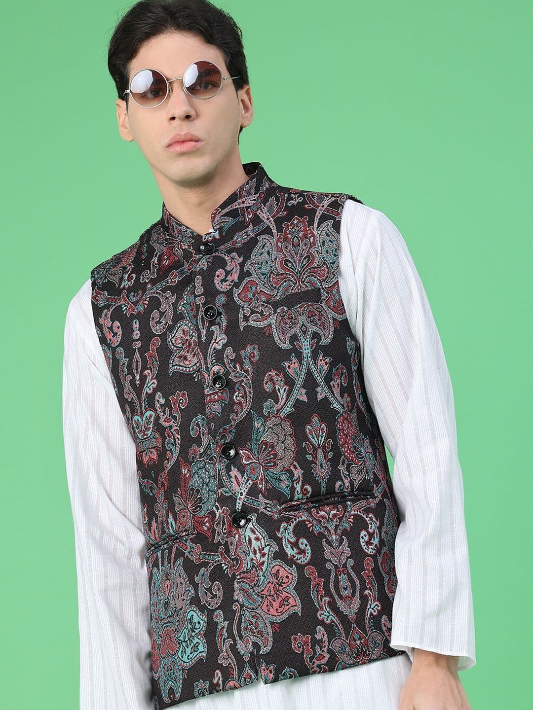V-Mart Printed Woven Nehru Jackets - view 1