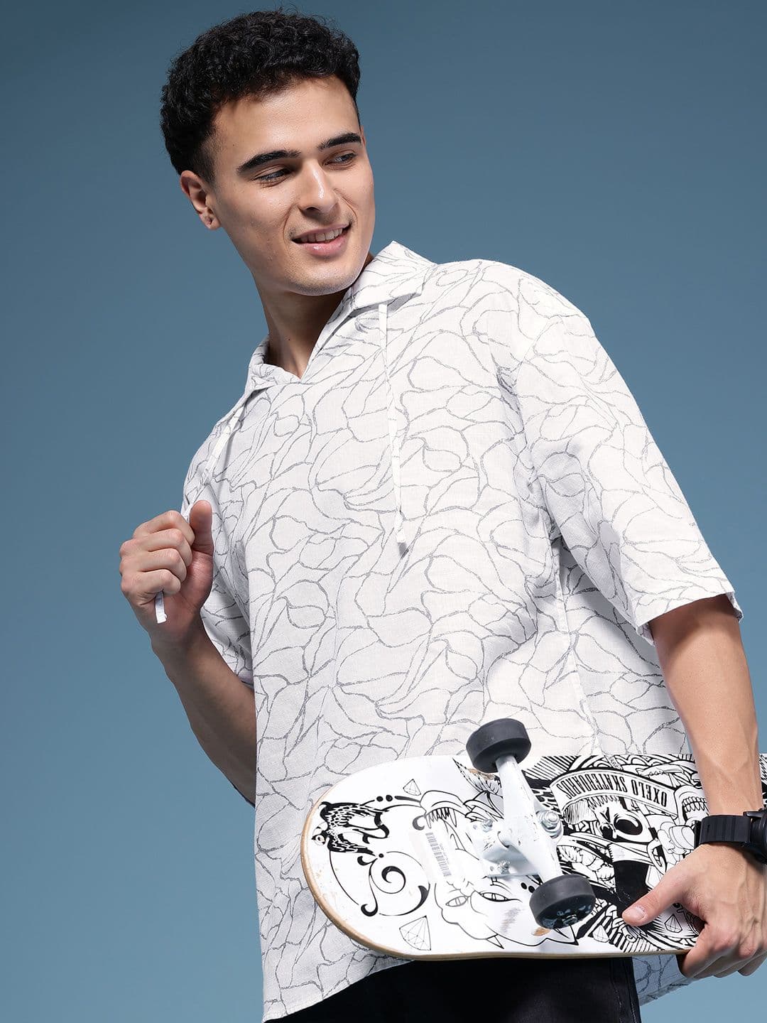 HERE&NOW Abstract Printed Drop-Shoulder Sleeves Casual Shirt - view 1