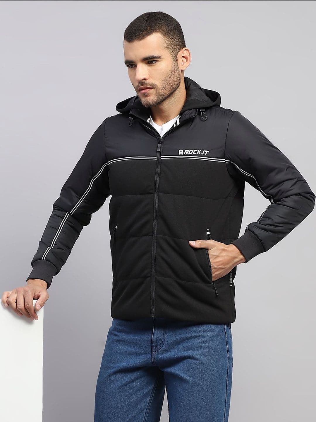 rock.it Men Brand Logo Colourblocked Outdoor Puffer Jacket - view 1
