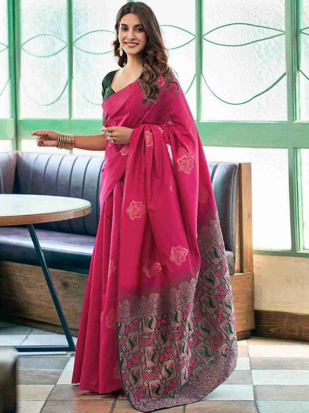 Urban Pallu Woven Design Zari Silk Blend Handloom fwd Saree - view 1