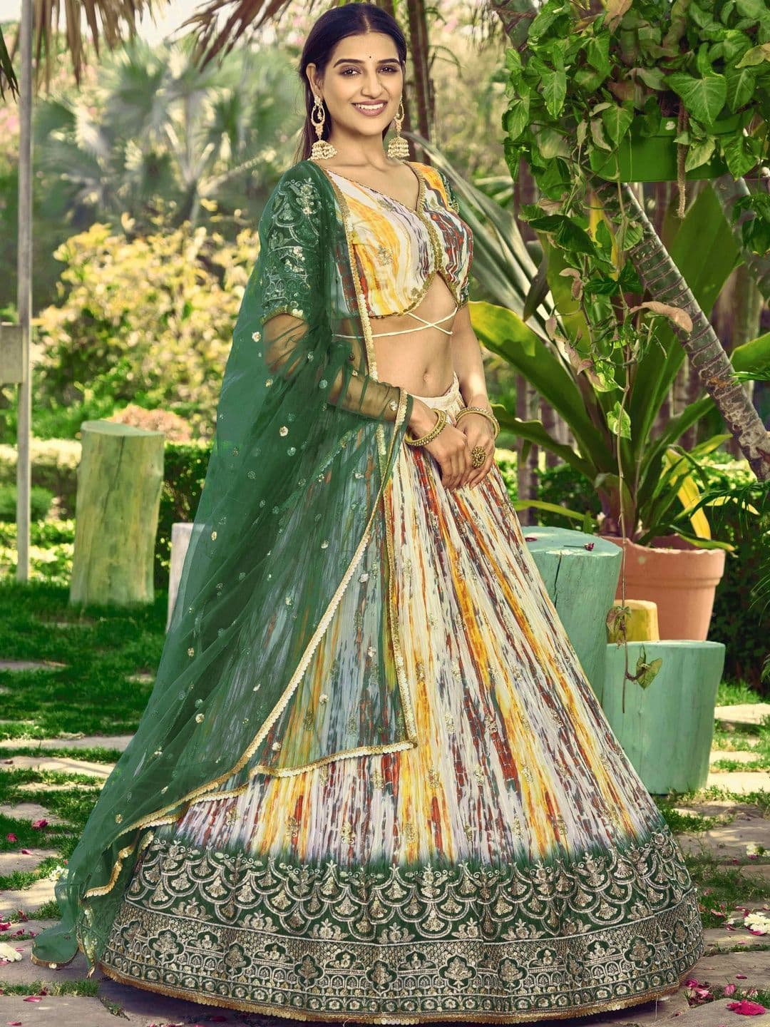 Zeel Clothing Printed Sequinned Semi-Stitched Lehenga & Blouse With Dupatta - view 1