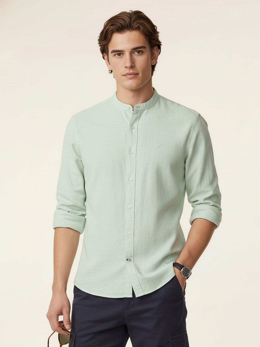 Nautica Pure Cotton Textured Slim Fit Casual Shirt - view 1
