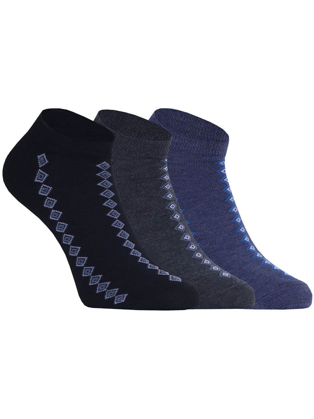 BERYX Men Pack Of 3 Patterned Cotton Breathable Ankle-Length Socks - view 1
