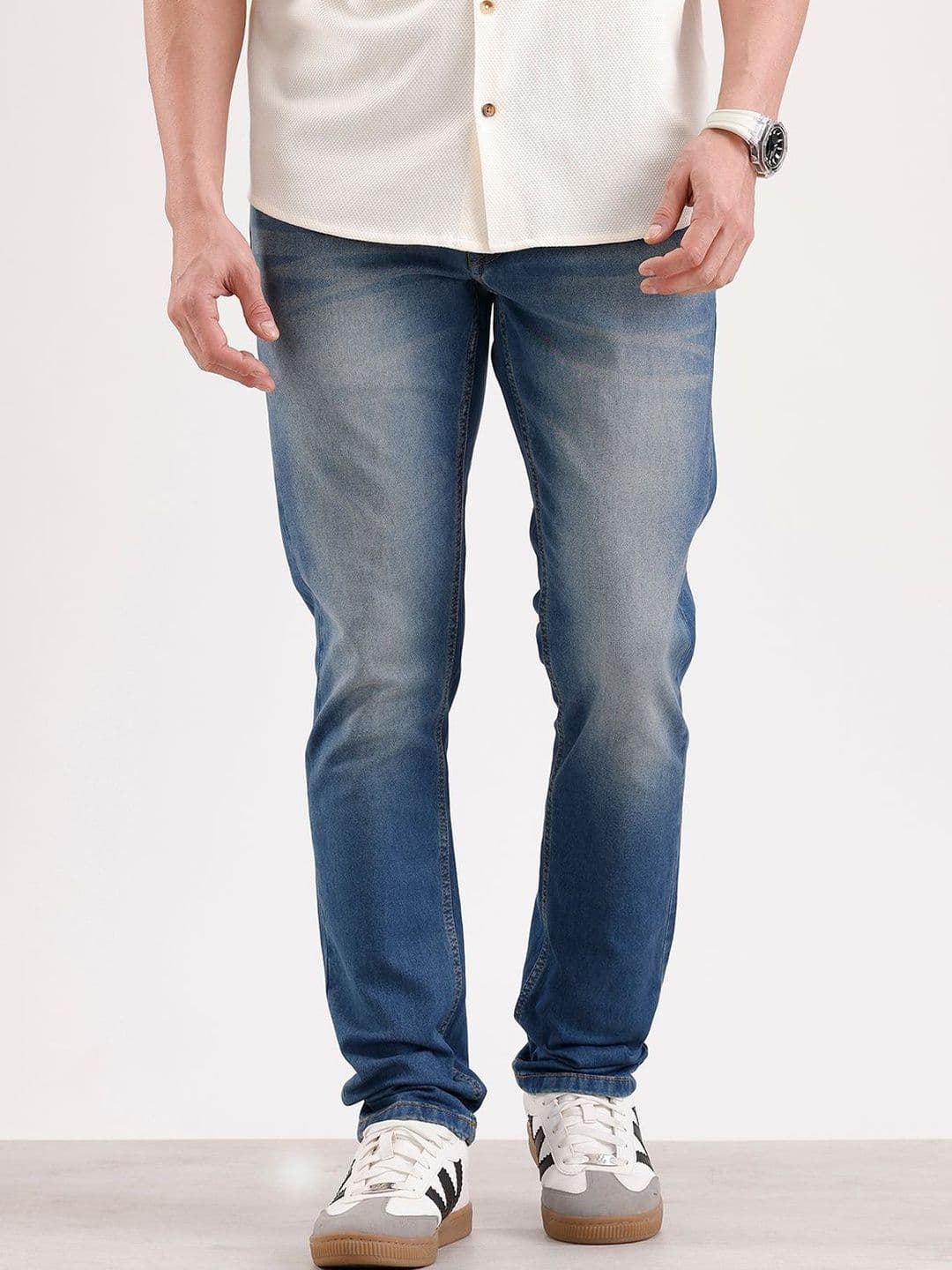WROGN Men Urban Slim Slim Fit Mid-Rise Light Fade Stretchable Jeans - view 1