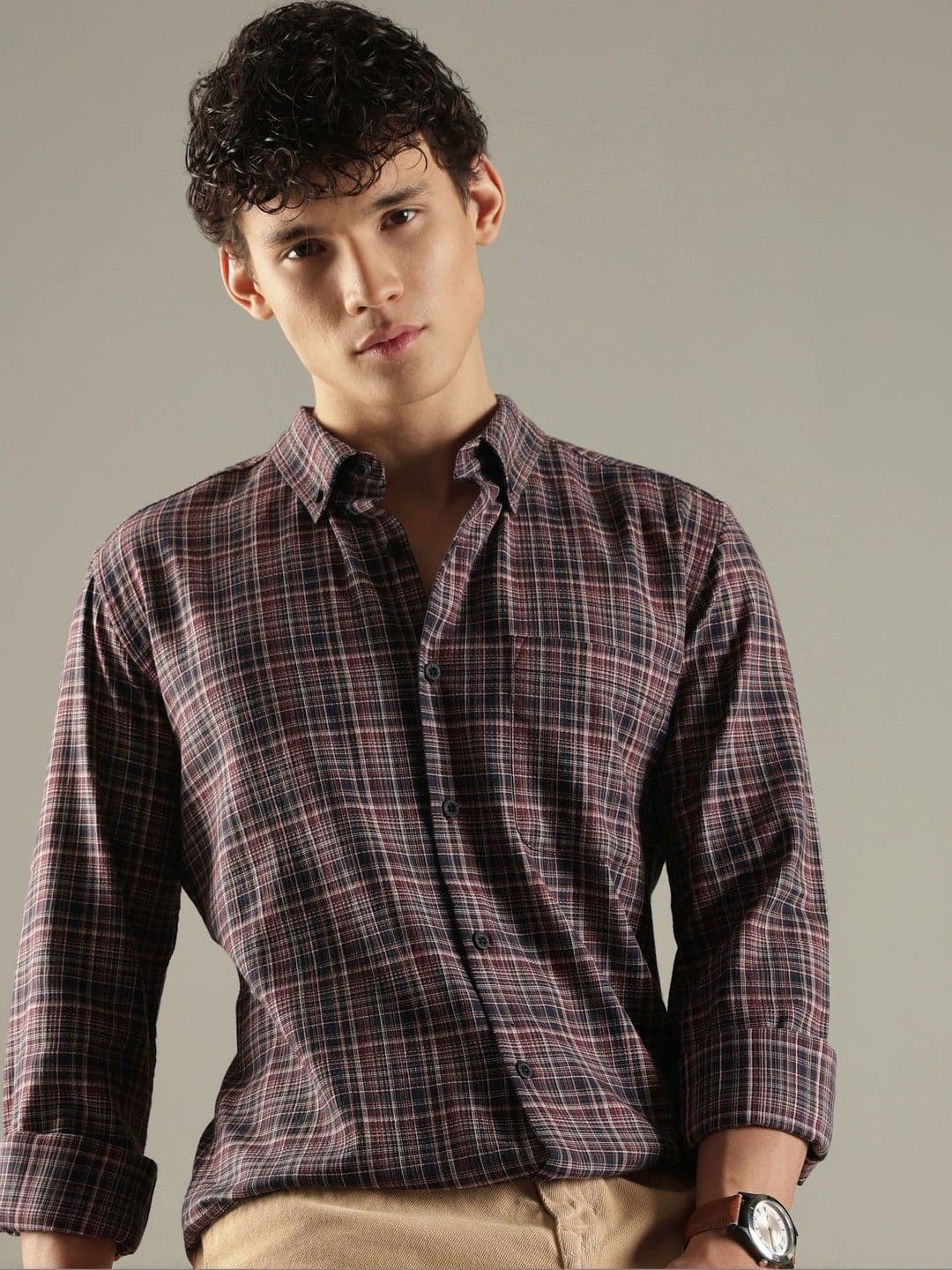 HERE&NOW Men Slim Fit Checked Casual Shirt - view 1