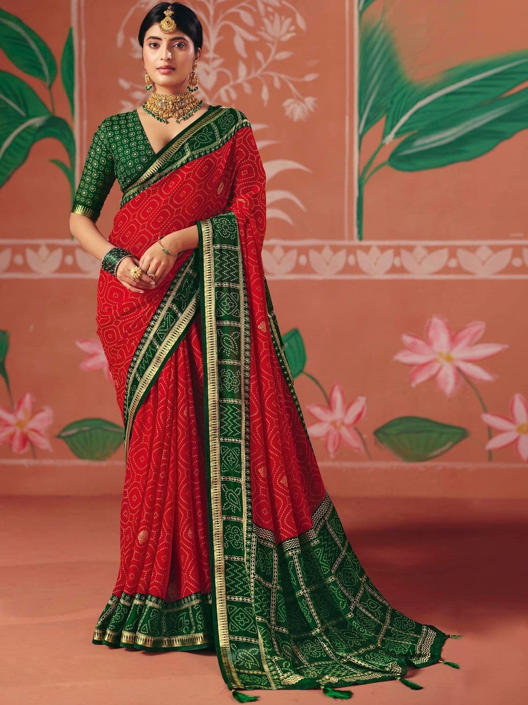 TIRA Bandhani Poly Georgette Bandhani Saree - view 1