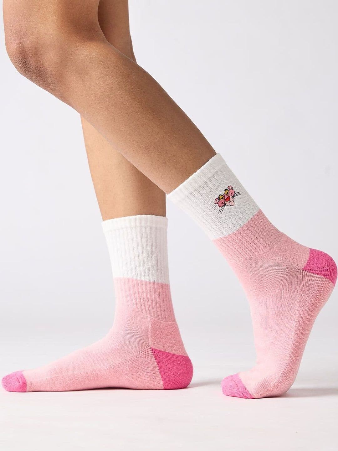 The Souled Store Unisex Pink Panther Embroidered Pink Socks - view 1