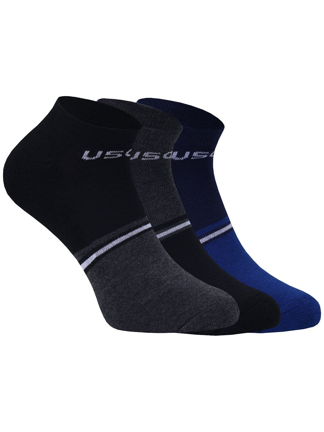 BERYX Men Pack Of 3 Striped Cotton Breathable Ankle Length Socks - view 1