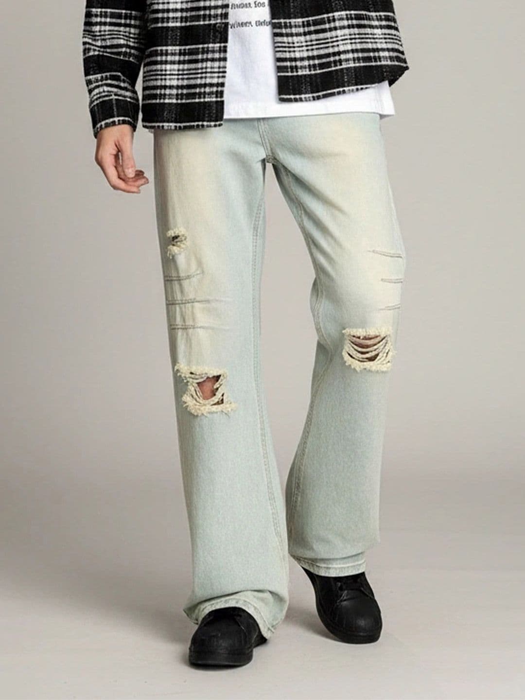ANDREW HILL Men Relaxed Fit Mid-Rise Mildly Distressed Heavy Fade Jeans - view 1