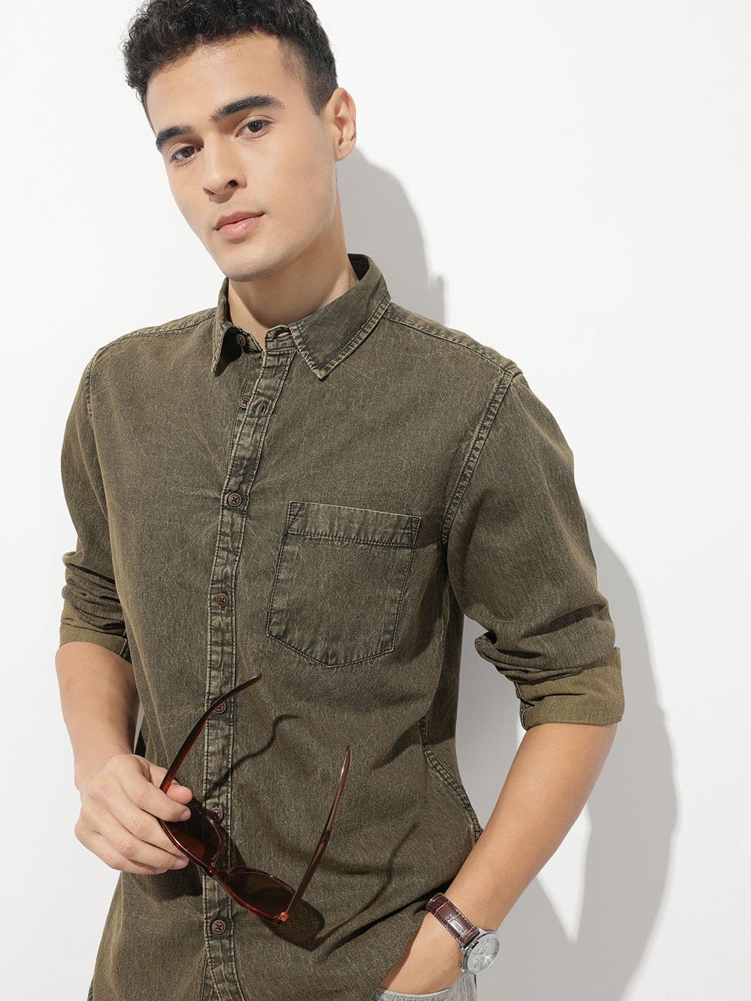 R.Code by The Roadster Life Co. Denim Pure Cotton Casual Shirt - view 1