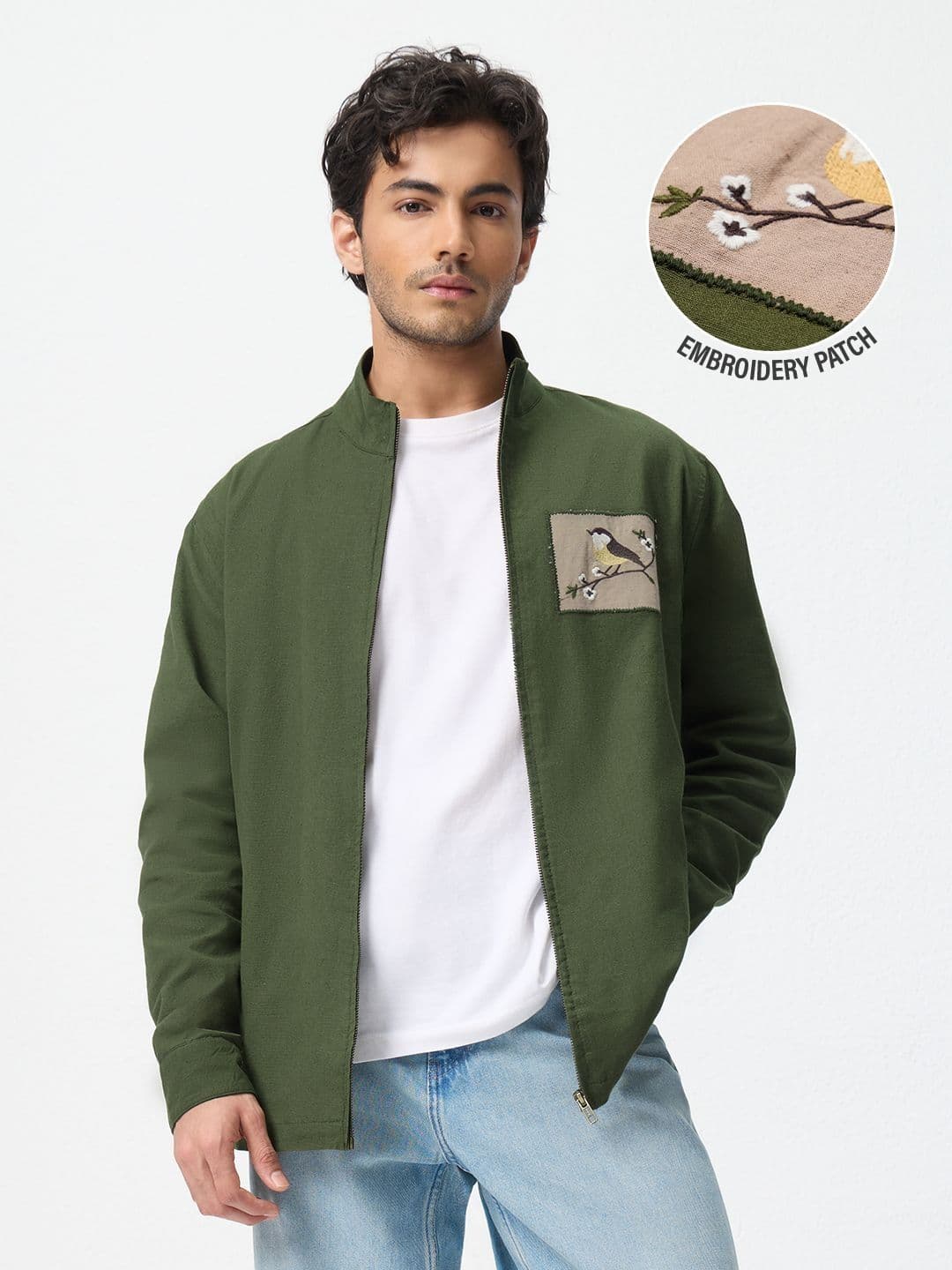 The Souled Store Mens Embroidered Green Bomber Jackets - view 1