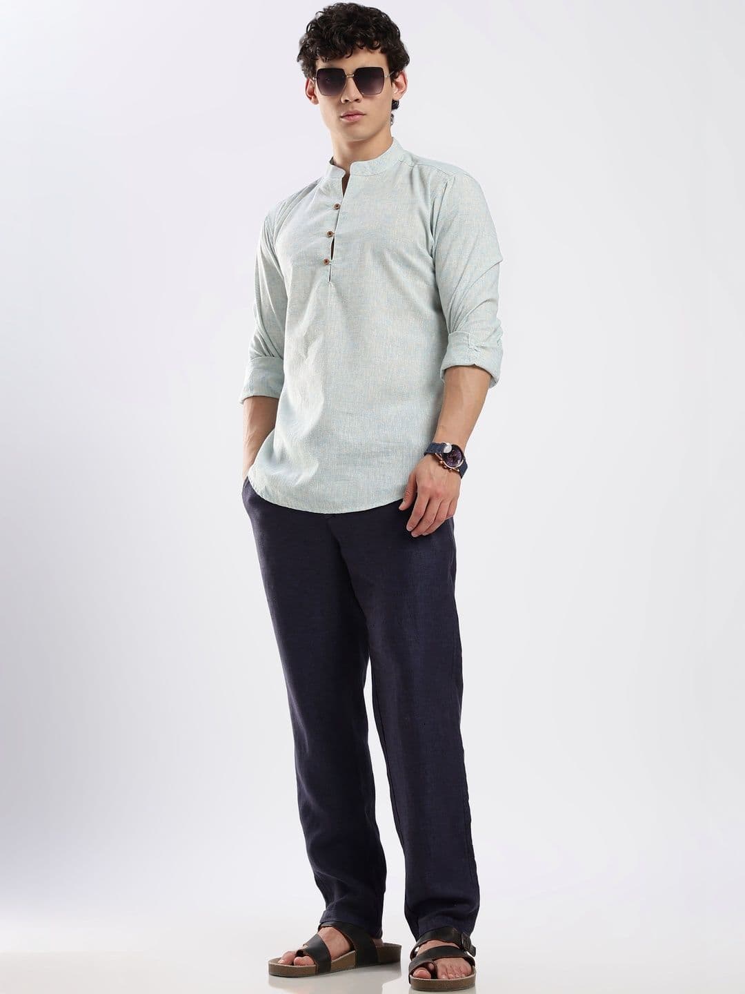 HERE&NOW Men Sequinned Pathani Kurta - view 1
