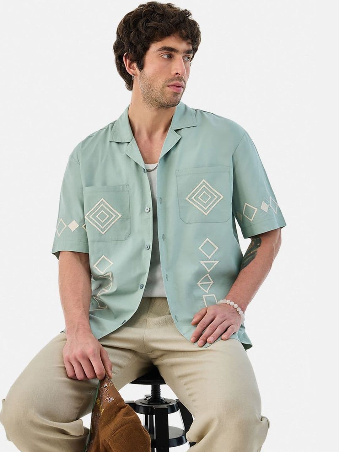 Snitch Light Green Embroidery Shirt - view 1