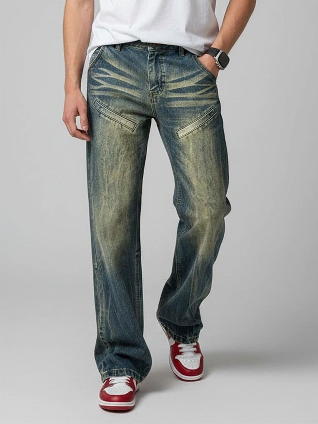 ANDREW HILL Men Regular Fit Mid-Rise Heavy Fade Jeans - view 1