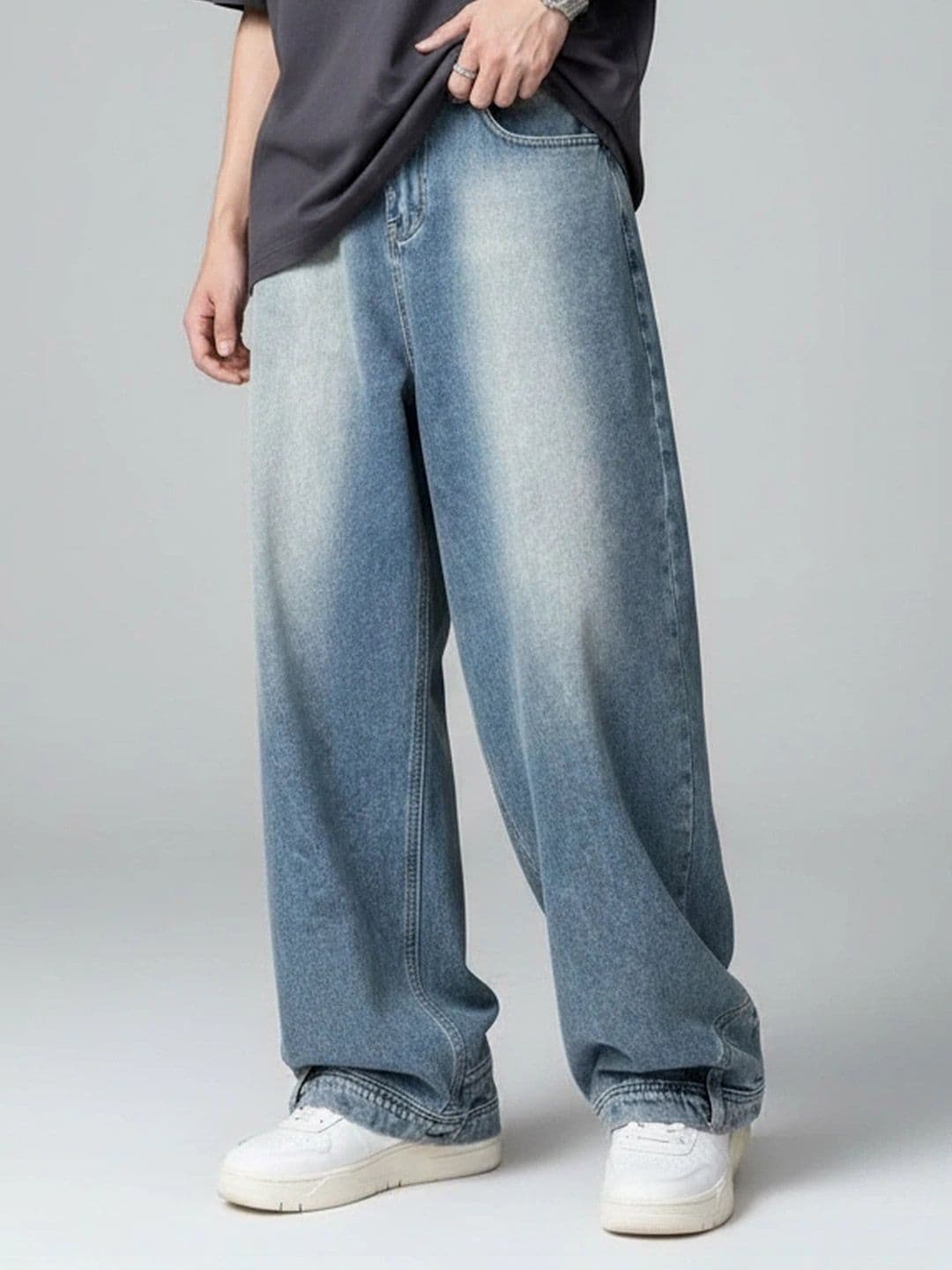 ANDREW HILL Men Wide Leg Mid-Rise Heavy Fade Jeans - view 1