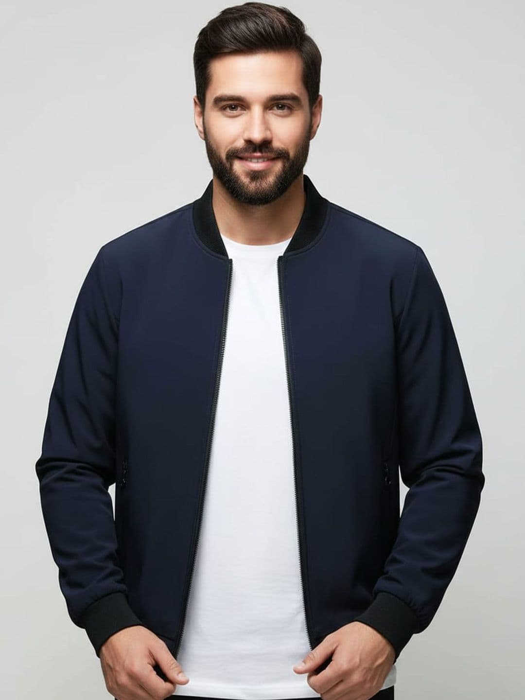 R.Code by The Roadster Life Co. R.Code by The Roadster Men Polyester Lightweight Bomber Jacket - view 1