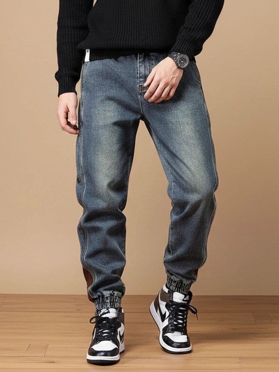 ANDREW HILL Men Jogger Mid-Rise Medium Shade Jeans - view 1