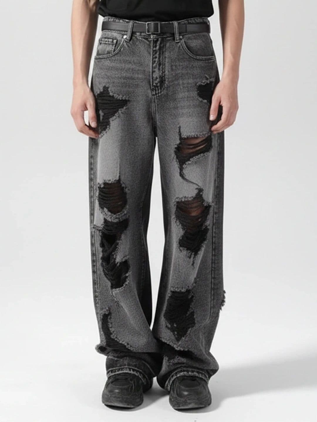 ANDREW HILL Men Wide Leg Mid-Rise Distressed Jeans - view 1