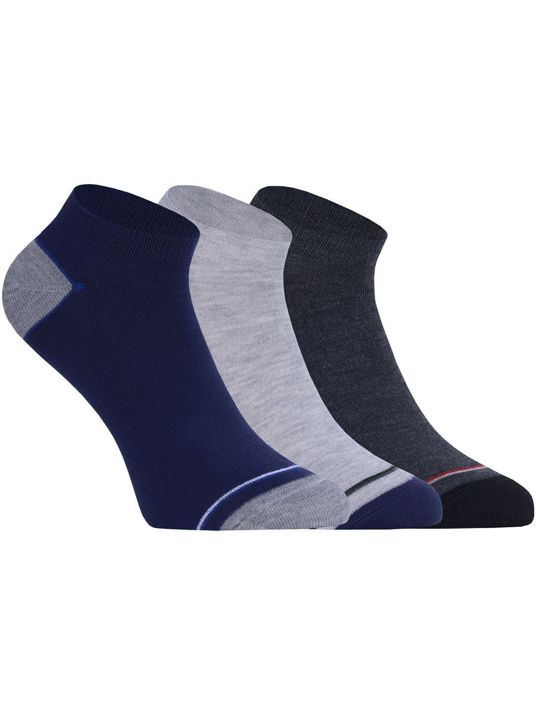 BERYX Men Pack Of 3 Striped Cotton Breathable Ankle-Length Socks - view 1