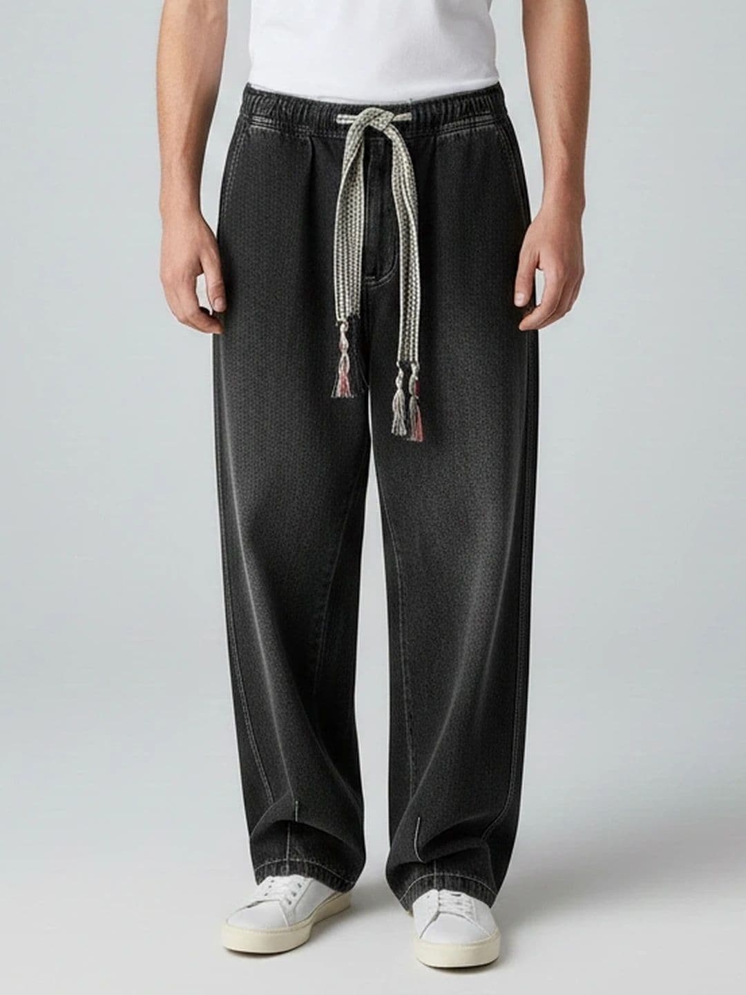 ANDREW HILL Men Wide Leg Mid-Rise Light Fade Jeans - view 1