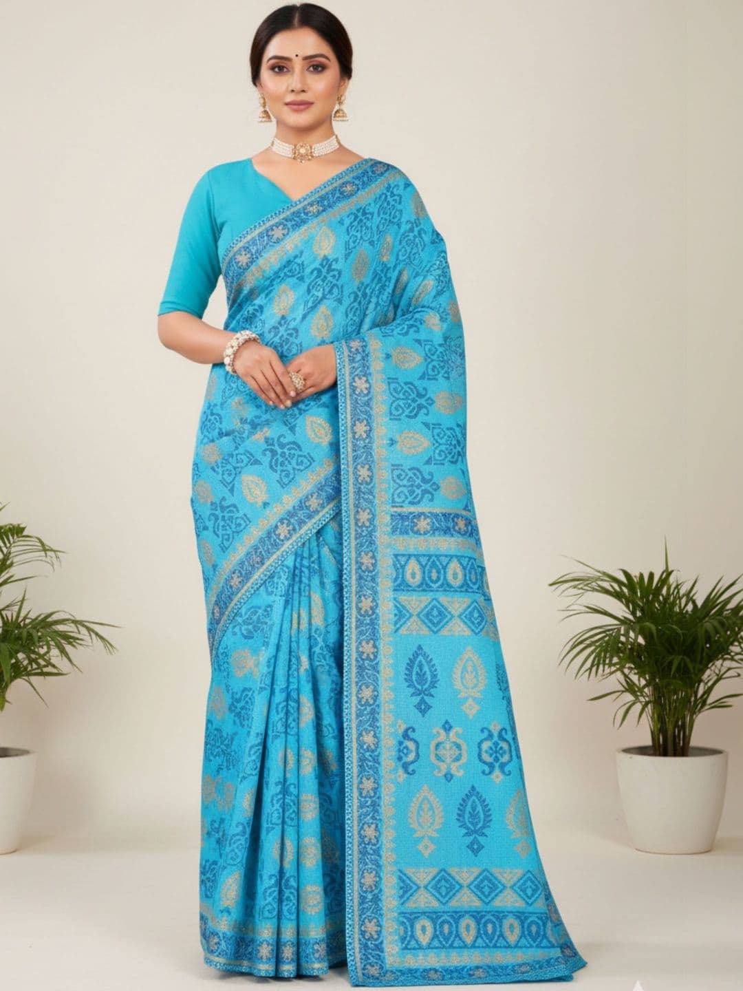 HERE&NOW X Minu Fashions Pure Cotton Designer Block Print Saree - view 1