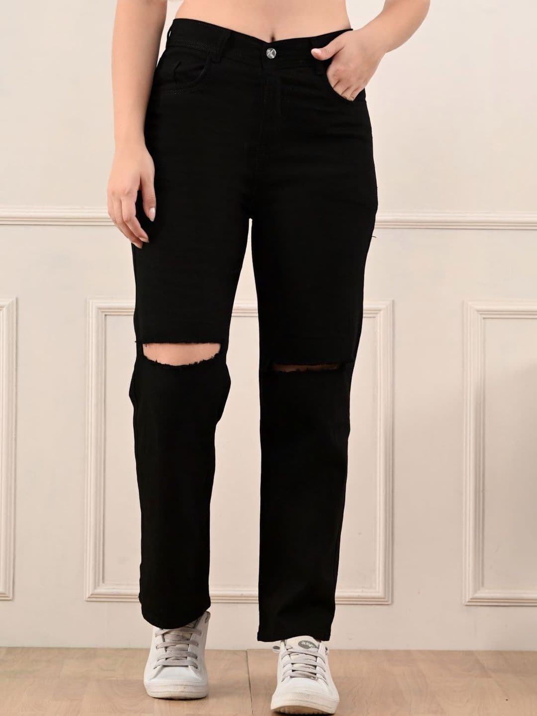 Mast & Harbour Women Classic Regular Fit Mid-Rise Highly Distressed Stretchable Jeans - view 1