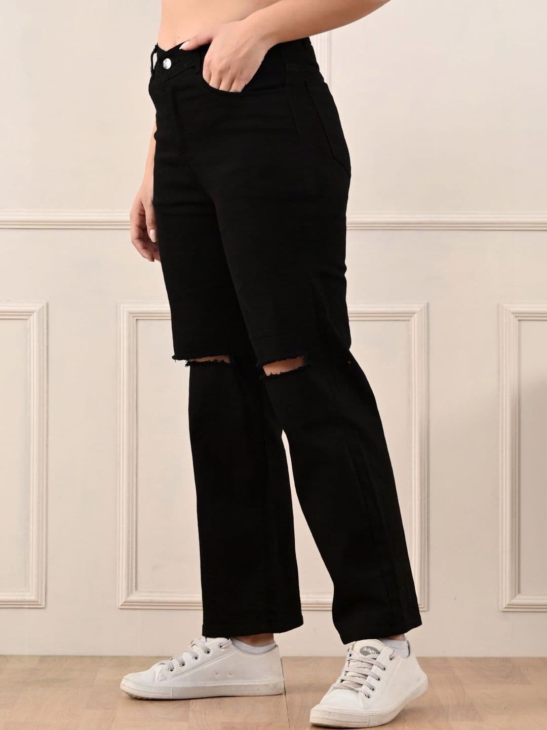 Mast & Harbour Women Classic Relaxed Fit Mid-Rise Highly Distressed Stretchable Jeans - view 1