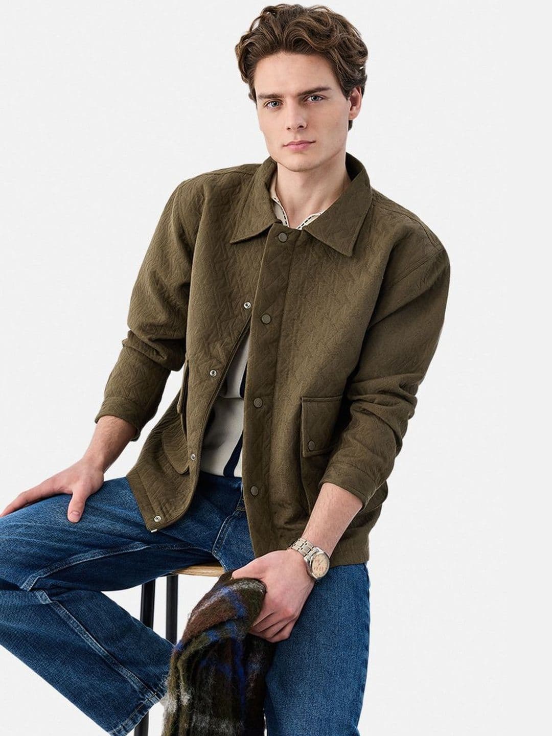 Snitch Olive Textured Jacket - view 1