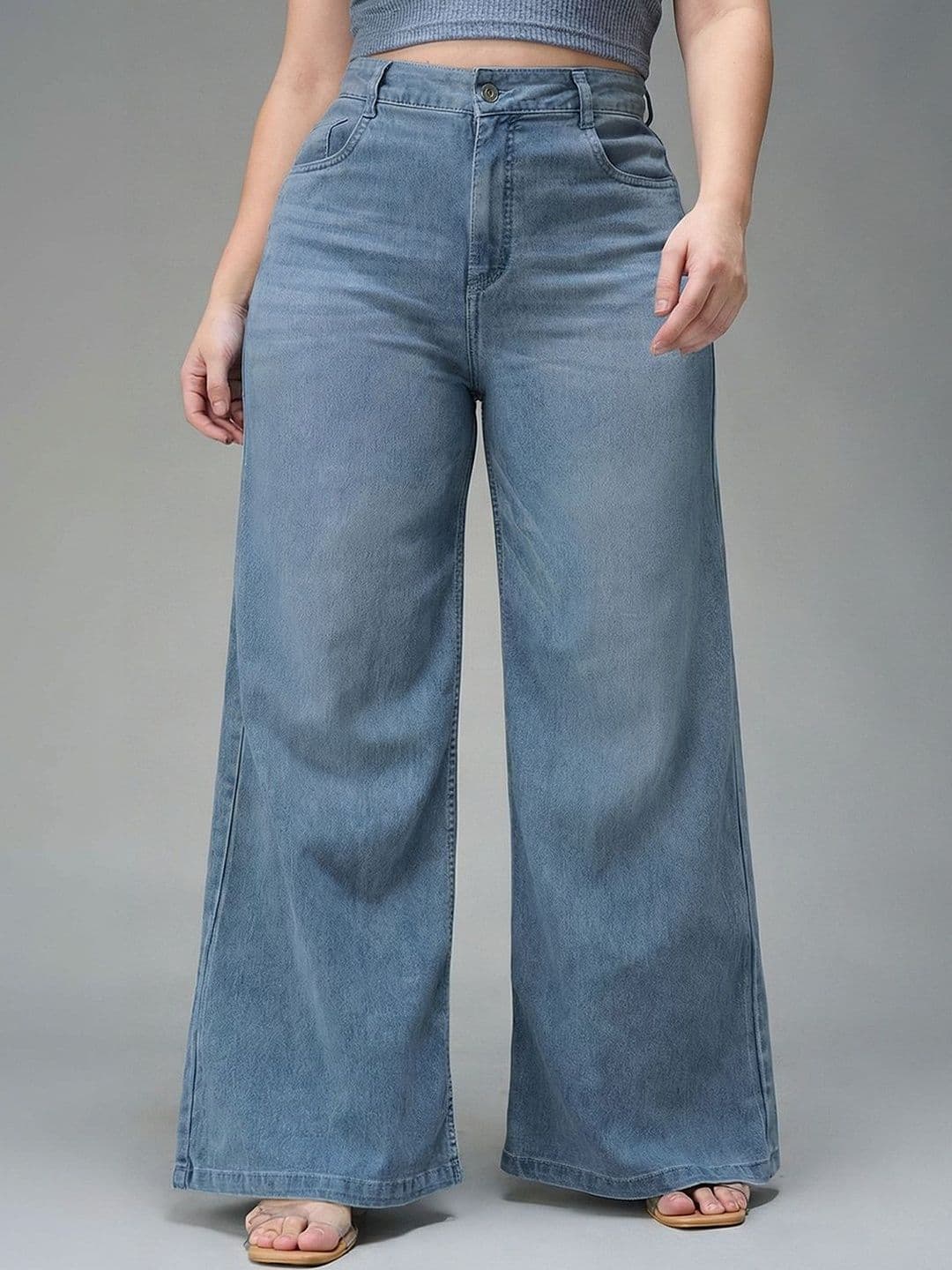 Miss Chase A+ Plus Size Women's Wide-Leg High Rise Clean Look Stretchable Denim Jeans - view 1