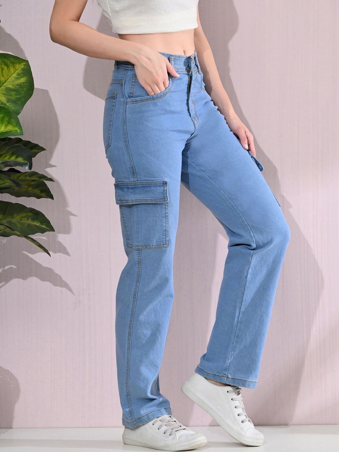 Mast & Harbour Women Classic Boyfriend Fit Mid-Rise Light Fade Stretchable Jeans - view 1