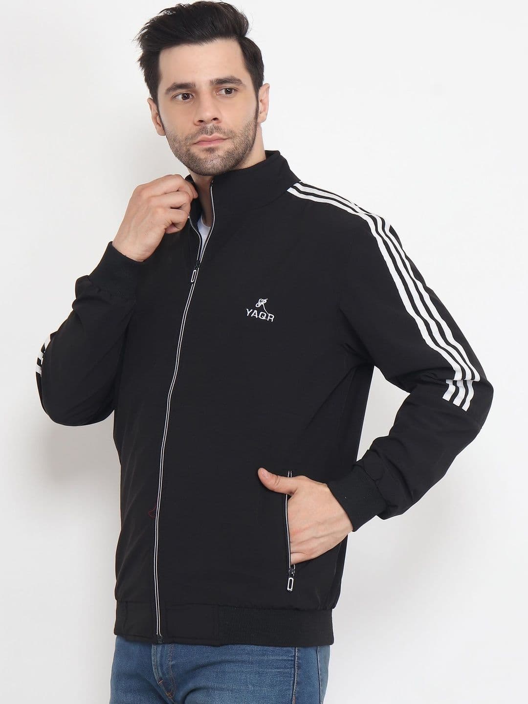 YAQR Men Striped Sporty Jacket - view 1